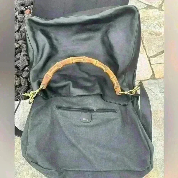 Vintage Gucci Black Leather 2 Way Sarah Flip Top Hobo,original strap-no peeling - Picture 12 of 17